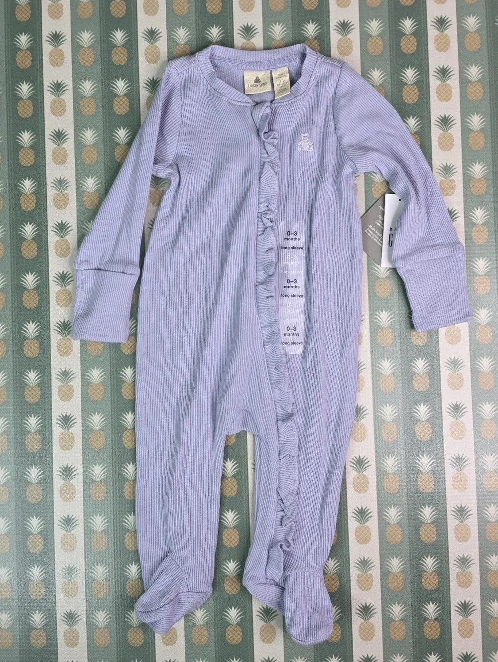 Gap Ribed Light Purple Ruffle-Front Footie